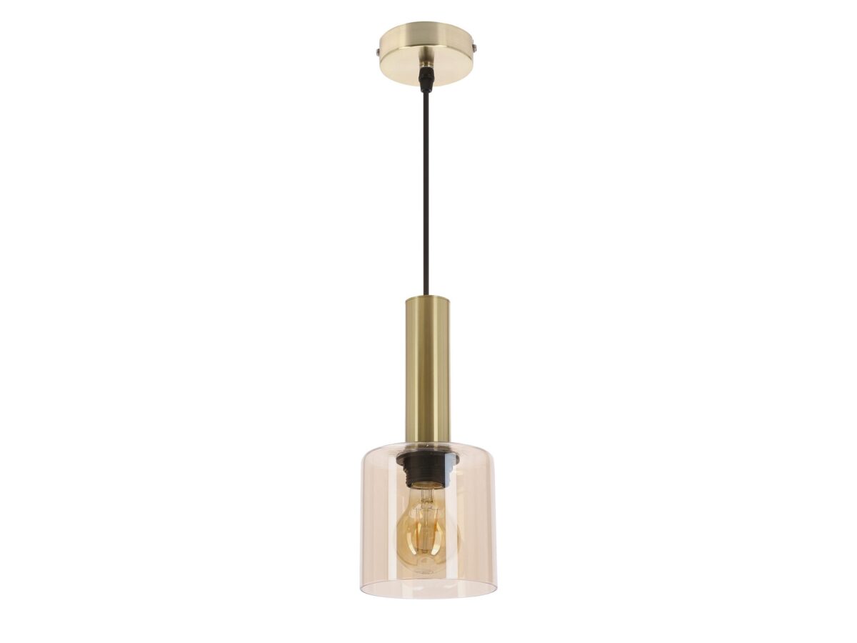Lampa wisząca Melevora 12 cm mosiężna ze szklanym kloszem