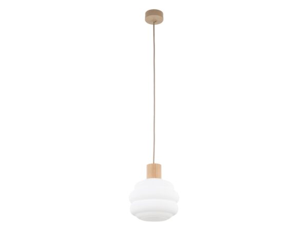 Lampa wisząca Melia z białym falistym kloszem, widok produktu