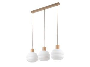 Miniaturka 2 - Lampa wisząca Melia z trzema białymi falistymi kloszami