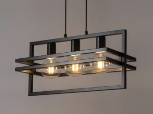 Miniaturka 1 - Lampa wisząca Merci 3 czarna pokazana w aranżacji wnętrza