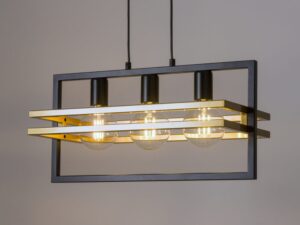 Miniaturka 2 - Lampa wisząca Merci 3 czarno-złota w aranżacji pomieszczenia