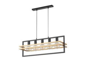 Miniaturka 4 - Lampa wisząca Merci 5 czarno-złota na białym tle