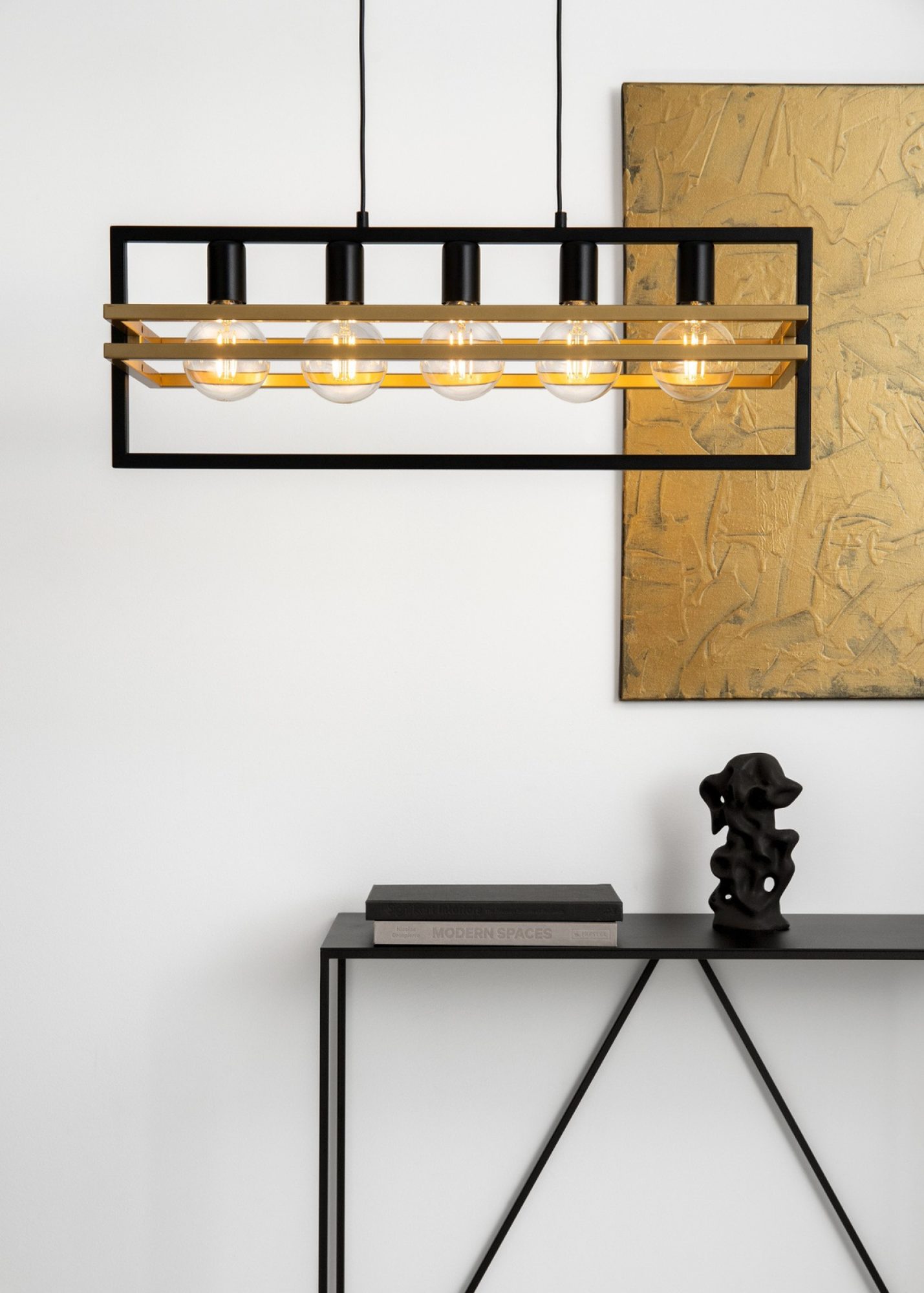 Lampa wisząca Merci 5 czarno-złota – widok produktu