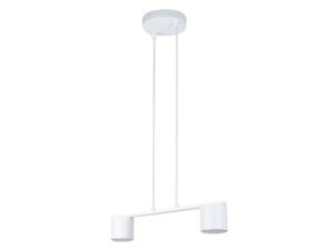 Miniaturka 9 - Lampa wisząca Mila 2 biała z dwoma cylindrycznymi kloszami GX53, pełny widok z rozetą.