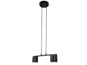 Miniaturka 1 - Lampa wisząca Mila 2 czarna, dwa cylindryczne klosze GX53 na poziomej belce, pełny widok.