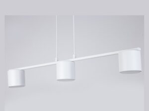 Miniaturka 1 - Lampa wisząca Mila 3 biała z trzema stalowymi kloszami na jasnym tle