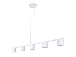 Miniaturka 10 - Lampa wisząca Mila 5 biała, pięć cylindrycznych kloszy GX53 na podłużnej belce, całe zawieszenie