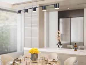 Miniaturka 5 - Lampa wisząca Mila 5 czarna nad stołem jadalnianym, aranżacja pomieszczenia