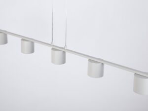 Miniaturka 9 - Lampa wisząca Mila 5 szary beż RAL 7044, zbliżenie na konstrukcję i klosze