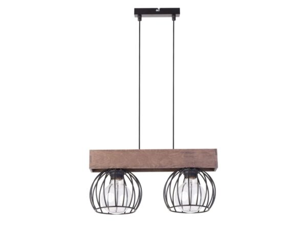 Lampa wisząca Milan 2 brązowa z dwoma czarnymi kloszami na białym tle