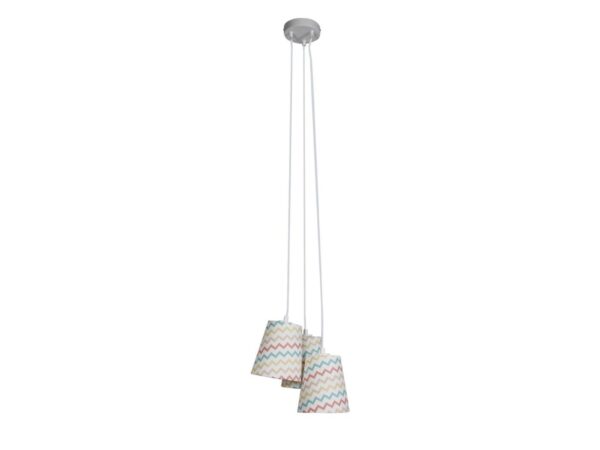 Lampa wisząca Mirela z trzema abażurami w pastelowy zygzak