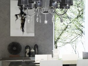 Miniaturka 1 - Lampa wisząca Miresio z czarnymi abażurami nad stołem