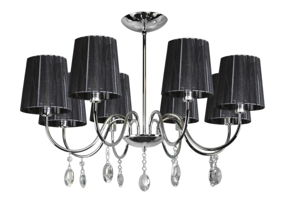 Lampa wisząca Miresio 8×E14 chrom/czarna 68 cm