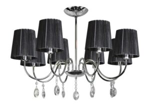 Miniaturka 2 - Lampa wisząca Miresio chromowana z ośmioma czarnymi abażurami
