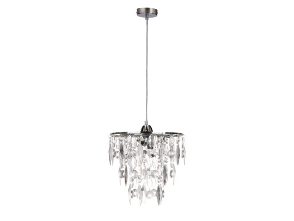 Lampa wisząca Miretora chromowana z przezroczystymi wiszącymi koralikami
