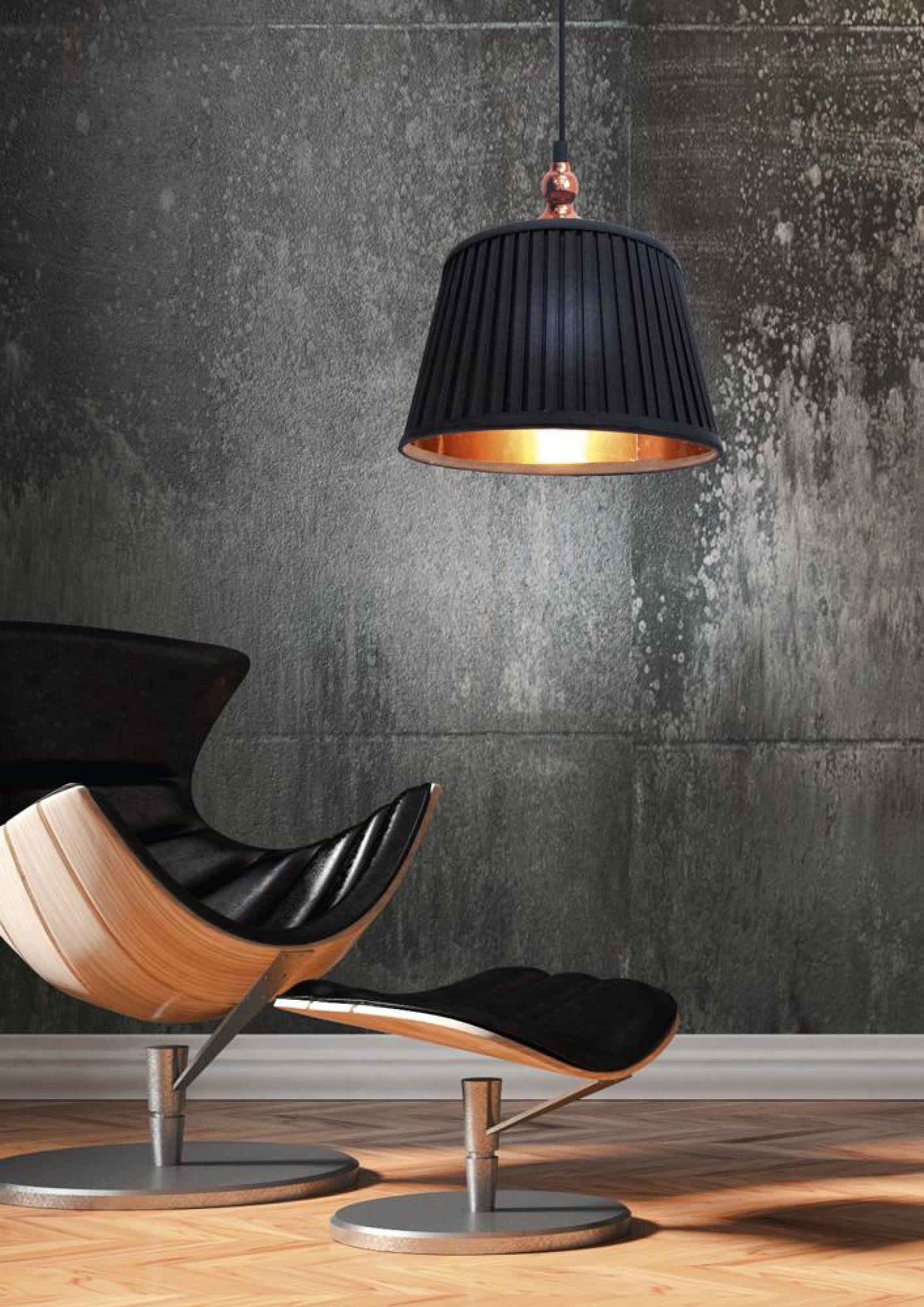 Lampa Mirotia czarno-miedziana – drugie ujęcie aranżacji salonu