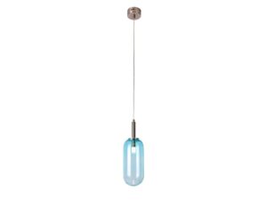 Miniaturka 2 - Lampa wisząca Mirovora z niebieskim podłużnym szklanym kloszem na białym tle