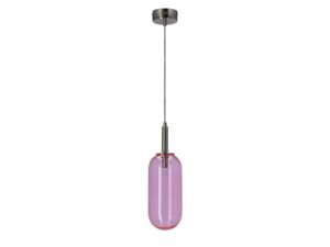 Miniaturka 8 - Lampa wisząca Mirovora z różowym podłużnym szklanym kloszem na białym tle