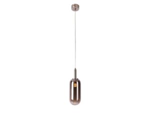 Miniaturka 4 - Lampa wisząca Mirovora ze srebrnym przydymionym szklanym kloszem na białym tle