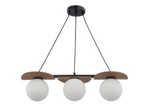 Miniaturka 2 - Lampa wisząca Mirror 3 czarno-brązowa z trzema białymi szklanymi kloszami na białym tle