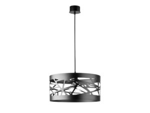 Miniaturka 1 - Lampa wisząca Moduł Frez L czarna z geometrycznymi wycięciami w cylindrycznym kloszu