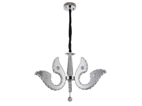 Lampa wisząca Morameta chromowana z kryształowymi ramionami LED