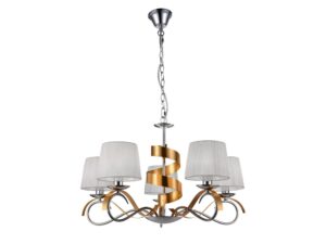 Miniaturka 3 - Lampa wisząca Moroma z pięcioma abażurami, stelaż chromowo-złoty
