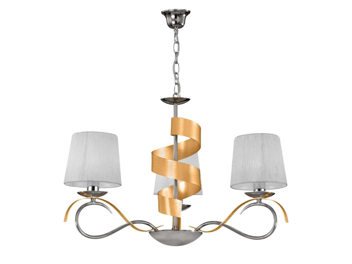 Lampa wisząca Moroma 3-punktowa 68 cm chrom i złoto