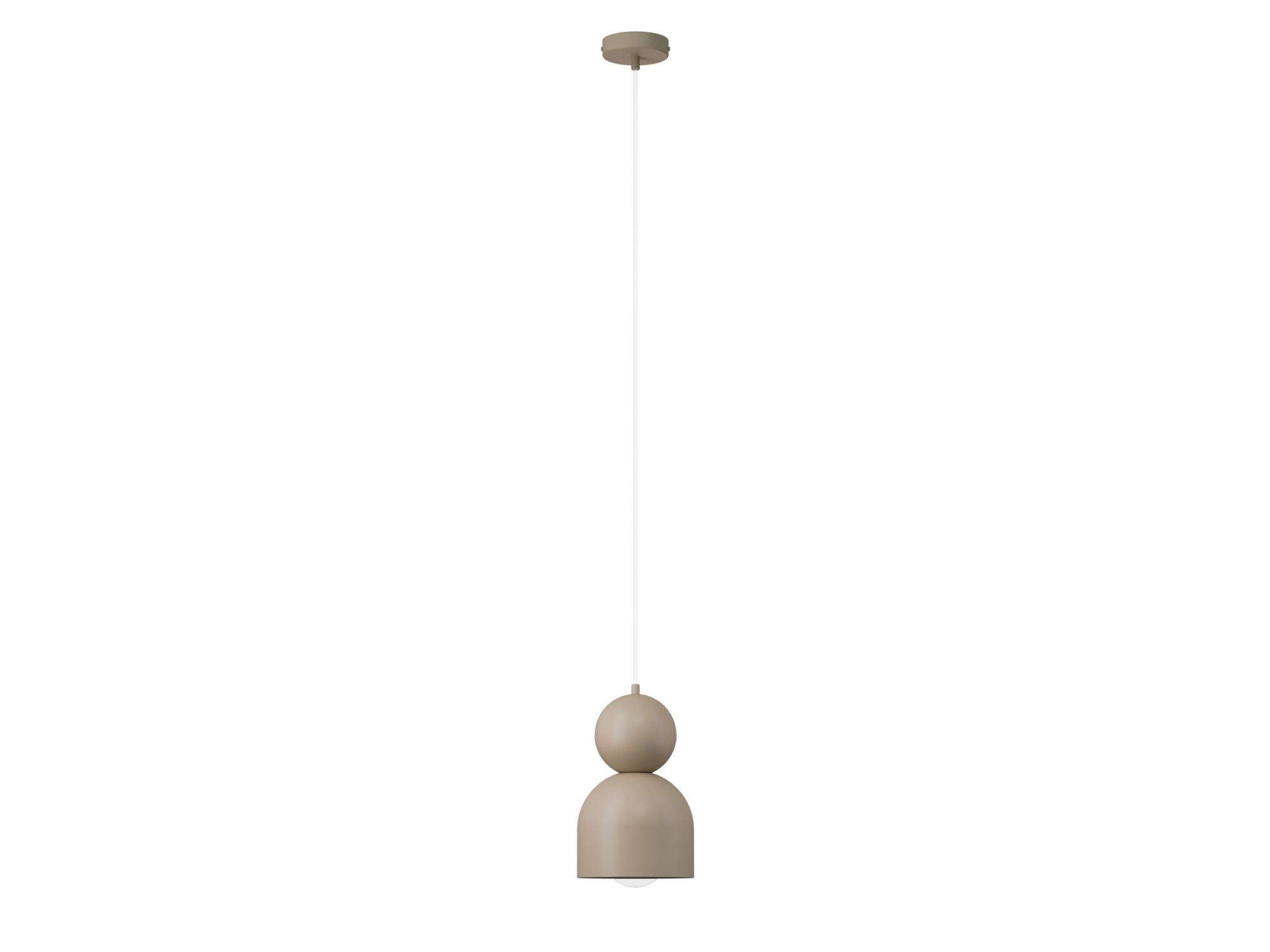 Lampa wisząca Mosaic D 1 w kolorze ciepły beż, pełna oprawa z rozetą sufitową.