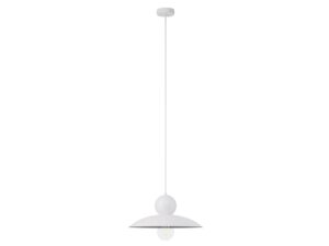 Miniaturka 1 - Lampa wisząca Mosaic E 1 biała w całości, szeroki metalowy klosz na przewodzie