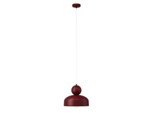 Miniaturka 9 - Lampa Mosaic G 1 bordowa, pełny widok lampy z rozetą sufitową.
