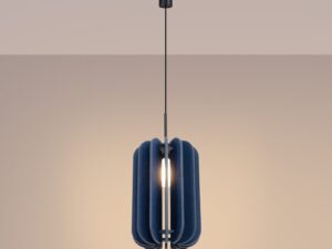 Miniaturka 10 - Lampa wisząca Mulvessa 27 cm granatowy-czarny z włączonym światłem