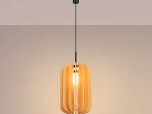 Miniaturka 17 - Lampa wisząca Mulvessa 27 cm żółty-czarny z włączonym światłem
