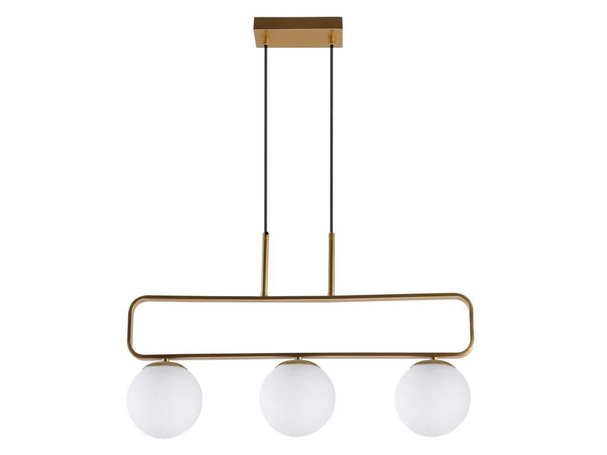 Lampa wisząca Nalanira mosiądz z białymi kloszami 3 × G9
