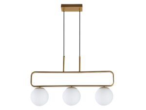 Miniaturka 4 - Lampa wisząca Nalanira mosiężna z trzema białymi kloszami