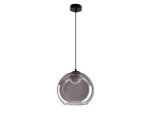 Miniaturka 5 - Lampa wisząca Nalata czarna, szklany klosz dymiony i biała kula na białym tle
