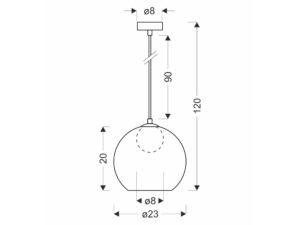 Miniaturka 4 - Lampa wisząca Nalata 23 cm – rysunek wymiarowy