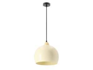 Miniaturka 1 - Lampa wisząca Nalesela z maślanym aluminiowym kloszem i czarnym zawieszeniem