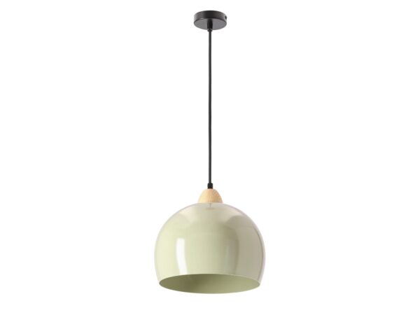 Lampa wisząca Nalesela z oliwkowym aluminiowym kloszem i czarnym przewodem