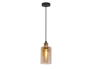 Miniaturka 2 - Lampa wisząca Nalidano czarno-złota z bursztynowym kloszem