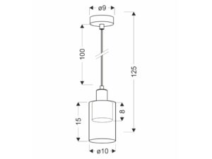 Miniaturka 1 - Lampa Nalidano rysunek wymiarów klosza i zawieszenia