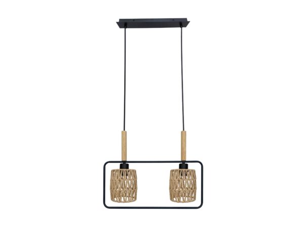 Lampa wisząca Nalimia 2-punktowa z beżowymi abażurami na białym tle
