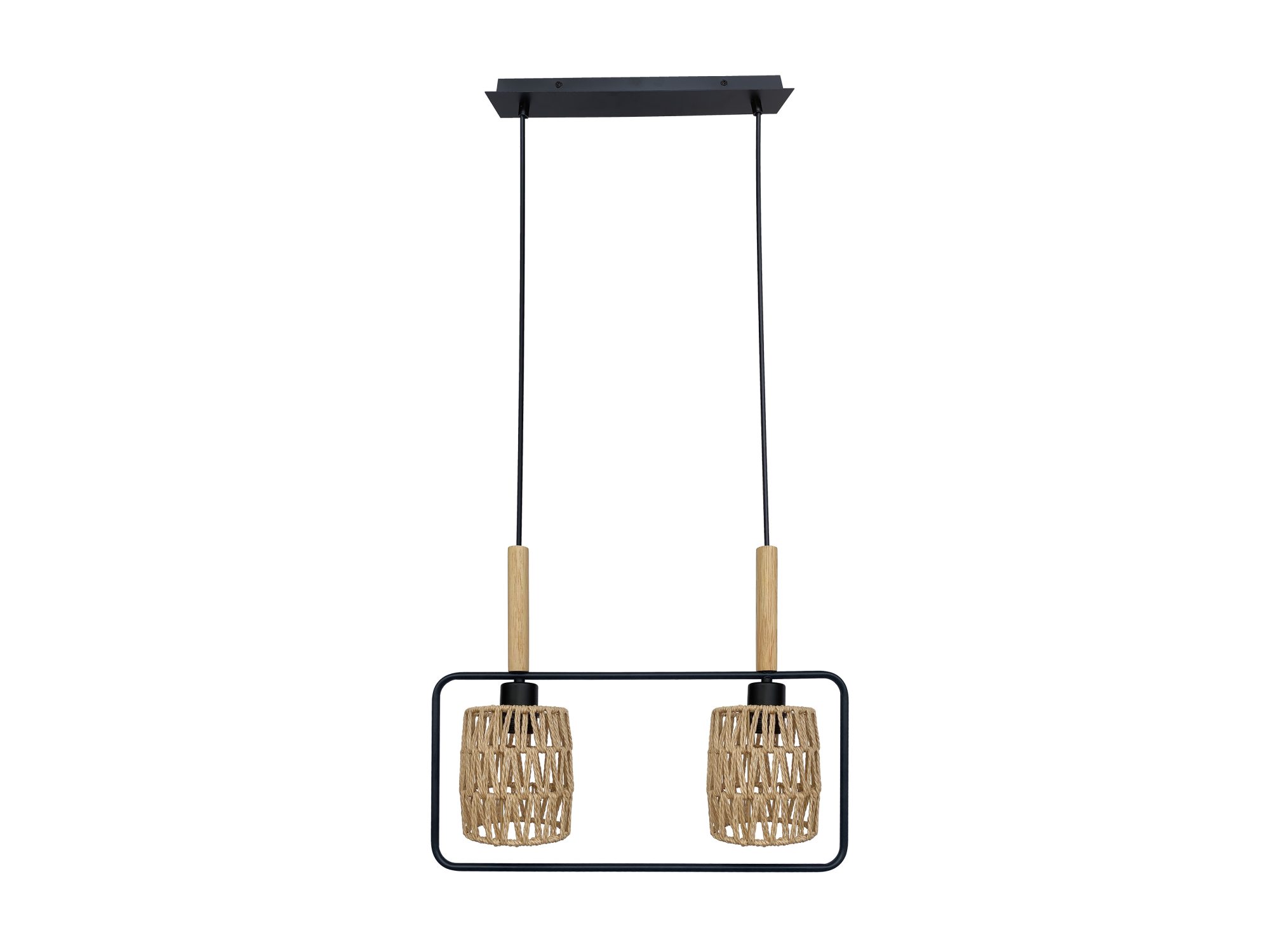 Lampa wisząca Nalimia 2-punktowa z beżowymi abażurami na białym tle