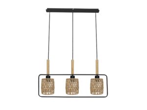Miniaturka 3 - Lampa wisząca Nalimia 3-punktowa czarna z beżowymi abażurami na białym tle