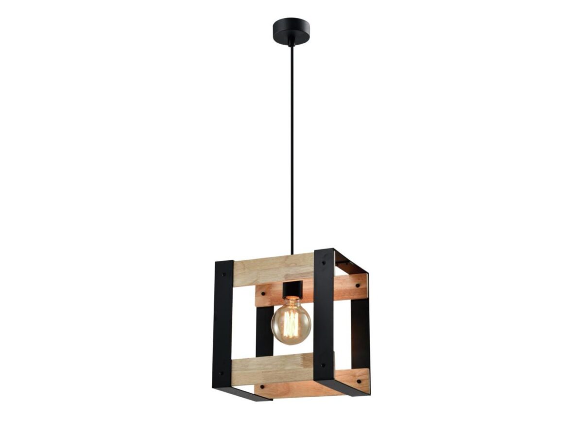 Lampa wisząca Naliseta z drewnianym kloszem 25 cm