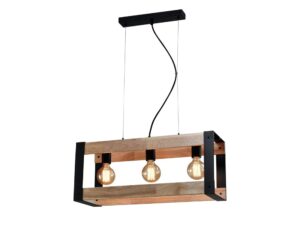 Miniaturka 2 - Lampa wisząca Naliseta 3-punktowa 60 cm, czarna z drewnem