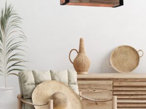 Miniaturka 1 - Lampa wisząca Naliseta 3-punktowa 60 cm, czarna z drewnem – zdjęcie 2