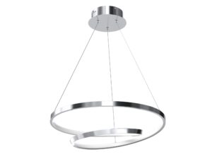 Miniaturka 2 - Chromowana lampa wisząca Nalitia z dwoma pierścieniami LED i podsufitką na białym tle