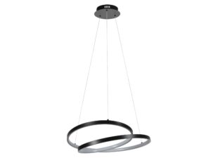 Miniaturka 15 - Czarna lampa wisząca Nalitia 48 W LED, dwa pierścienie i podsufitka, pełen packshot na białym tle