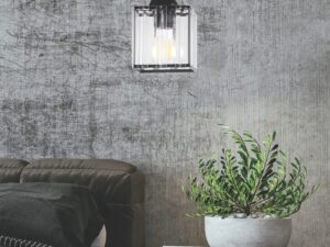 Miniaturka 1 - Lampa wisząca Naradio czarna w aranżacji sypialni przy stoliku nocnym